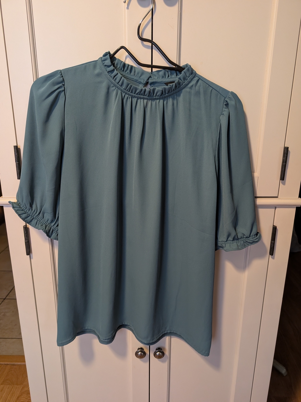 Women’s Teal Mock-Neck Ruffle Sleeve Top